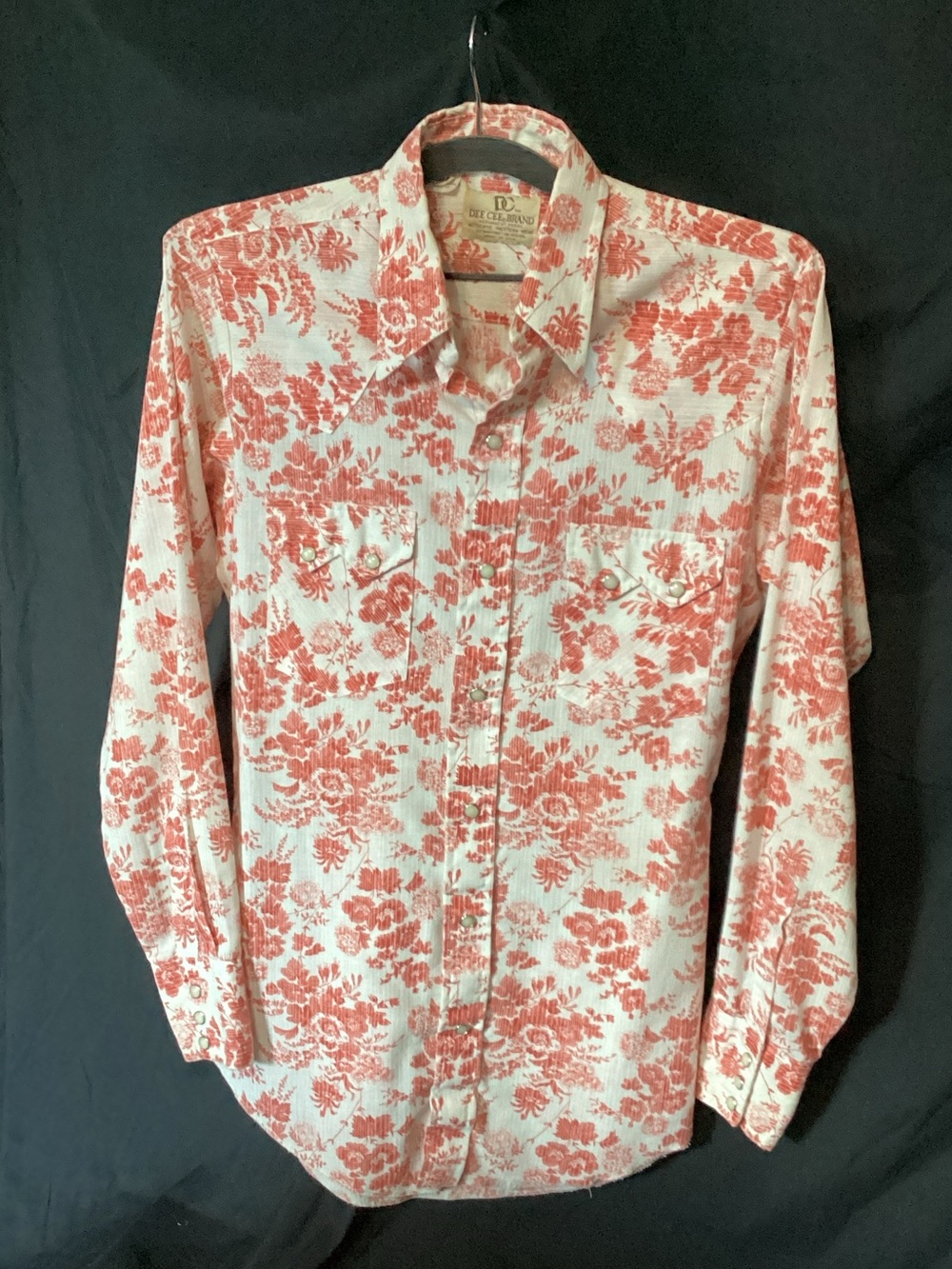 Vintage 70’s Dee Cee Brand Floral Snap Buttons Western Shirt USA